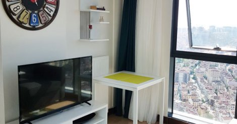 İstanbul Dumankaya İkon'da Full Eşyalı Kiralık Stüdyo (Haftalık, Aylık)