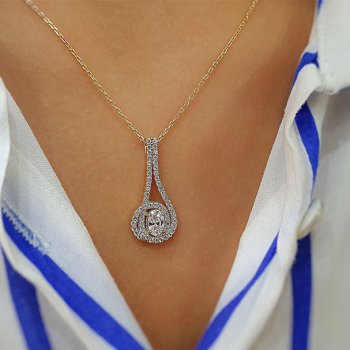 Oval Taşlı Kolye