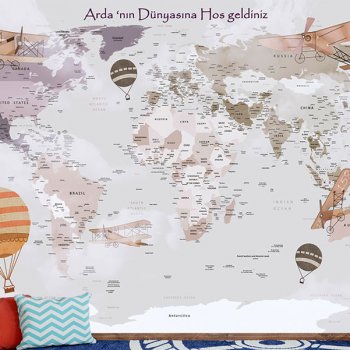 Çocuk Odası Dünya Haritası Duvar Kağıdı