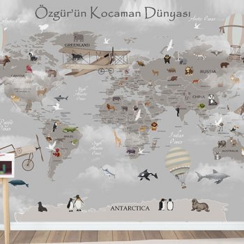 Çocuk Odası Dünya Haritası Duvar Kağıdı