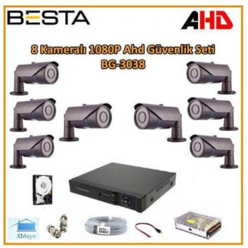 Besta KD-3038 2Mp Ahd 1080P 8li Güvenlik Kamera Seti