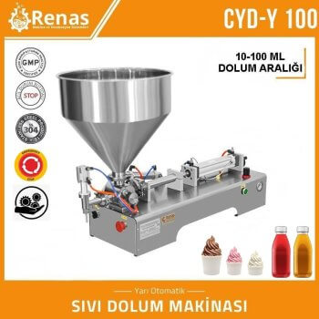 Tek Nozullu Yoğun Sıvı Dolum Makinası | Yarıotomatik-10ml-100ml | CYD-Y100