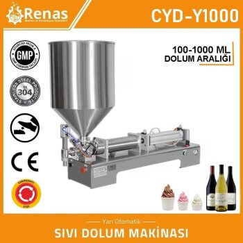 Tek Nozullu Yoğun Sıvı Dolum Makinası | Yarıotomatik-100ml-1000ml | CYD-Y1000