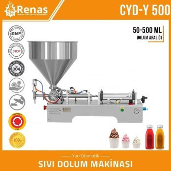 Tek Nozullu Yoğun Sıvı Dolum Makinası | Yarıotomatik-50ml-500ml | CYD-Y500