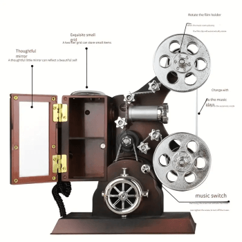 Sinemaskop Şeklinde Nostaljik Hareketli Müzik Kutusu