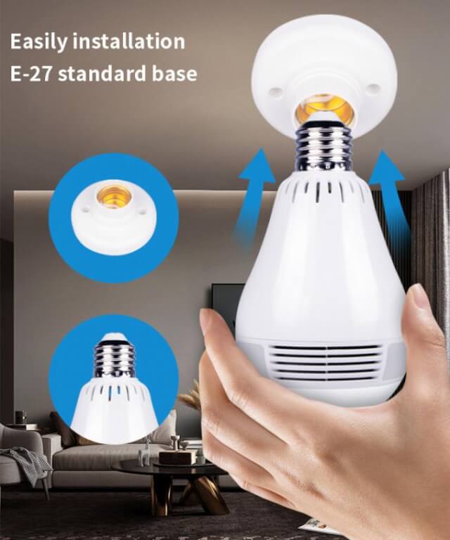 360 Derece Balıkgözü Panoramik Wifi Ampül Ağ ip Kamera