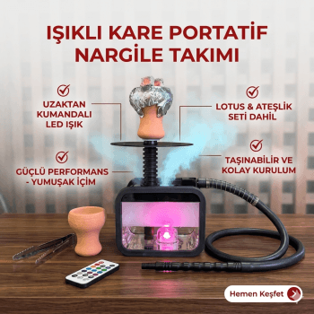 Kare Portatif Nargile Takımı